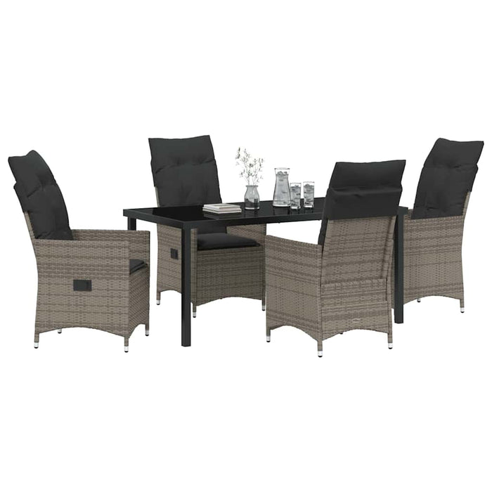 Set de masă pentru grădină cu pernă 5 pcs Gri poliratan - WALTI WALTI