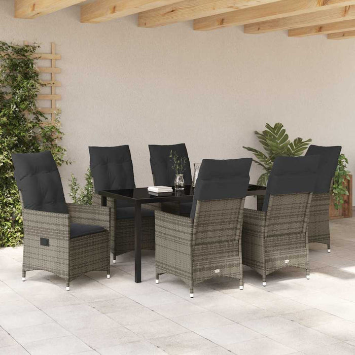 Set de masă pentru grădină cu pernă 7 pcs Gri poliratan - WALTI WALTI