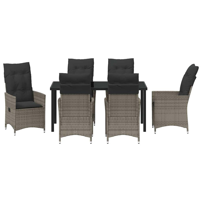 Set de masă pentru grădină cu pernă 7 pcs Gri poliratan - WALTI WALTI