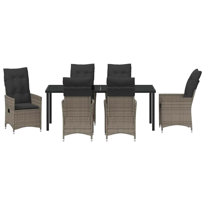 Set de masă pentru grădină cu pernă 7 pcs Gri poliratan - WALTI WALTI