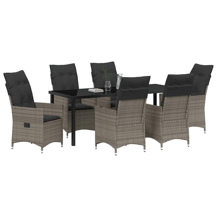 Set de masă pentru grădină cu pernă 7 pcs Gri poliratan - WALTI WALTI