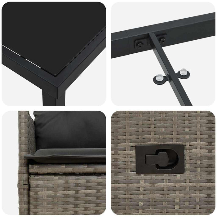 Set de masă pentru grădină cu pernă 9 pcs Gri poliratan - WALTI WALTI