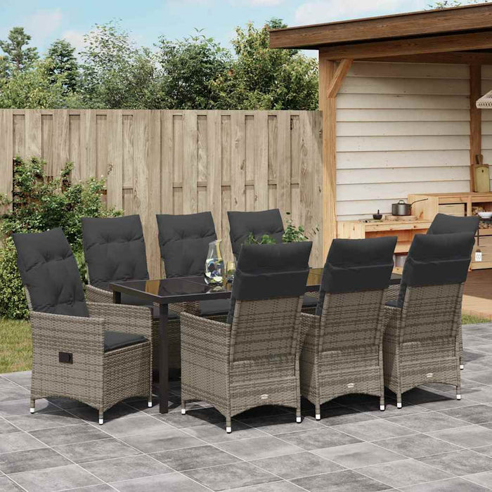 Set de masă pentru grădină cu pernă 9 pcs Gri poliratan - WALTI WALTI