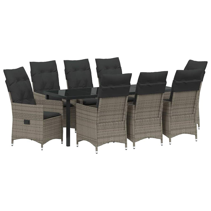 Set de masă pentru grădină cu pernă 9 pcs Gri poliratan - WALTI WALTI