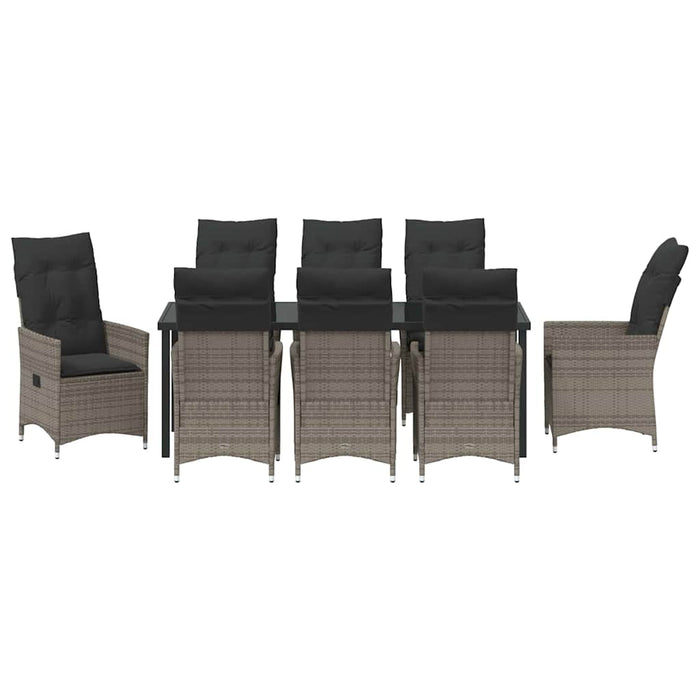 Set de masă pentru grădină cu pernă 9 pcs Gri poliratan - WALTI WALTI