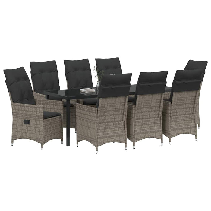 Set de masă pentru grădină cu pernă 9 pcs Gri poliratan - WALTI WALTI