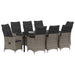 Set de masă pentru grădină cu pernă 9 pcs Gri poliratan - WALTI WALTI