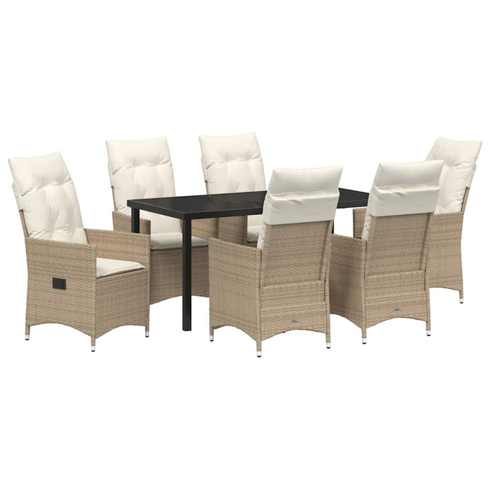 Set de masă pentru grădină cu pernă 7 pcs Bej poliratan - WALTI WALTI