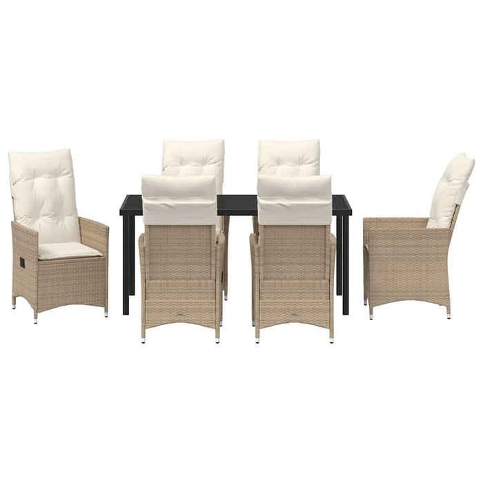 Set de masă pentru grădină cu pernă 7 pcs Bej poliratan - WALTI WALTI
