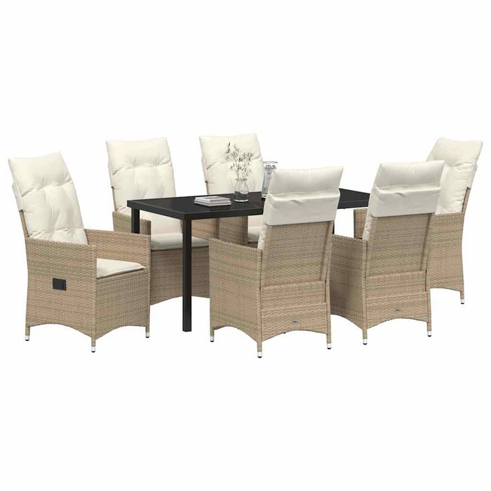 Set de masă pentru grădină cu pernă 7 pcs Bej poliratan - WALTI WALTI