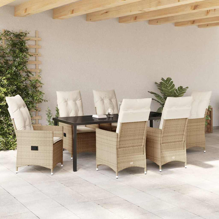 Set de masă pentru grădină cu pernă 7 pcs Bej poliratan - WALTI WALTI
