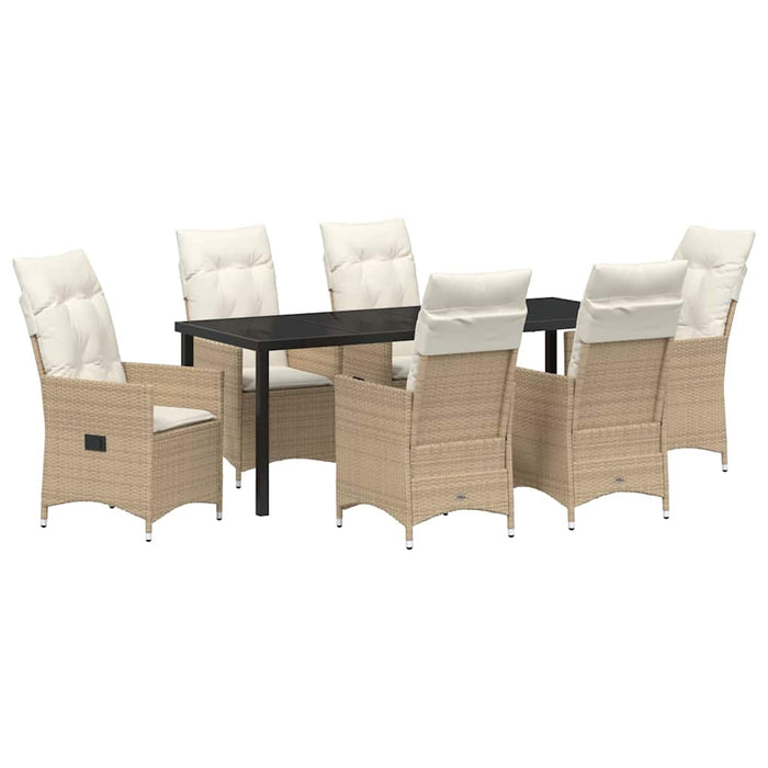 Set de masă pentru grădină cu pernă 7 pcs Bej poliratan - WALTI WALTI