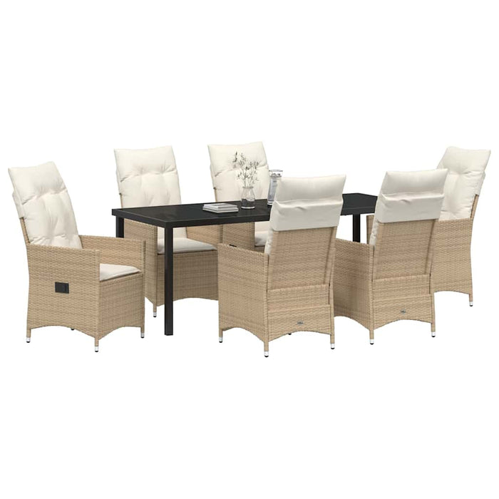 Set de masă pentru grădină cu pernă 7 pcs Bej poliratan - WALTI WALTI