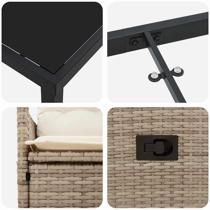 Set de masă pentru grădină cu pernă 9 pcs Bej poliratan - WALTI WALTI