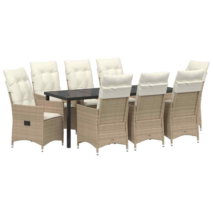 Set de masă pentru grădină cu pernă 9 pcs Bej poliratan - WALTI WALTI