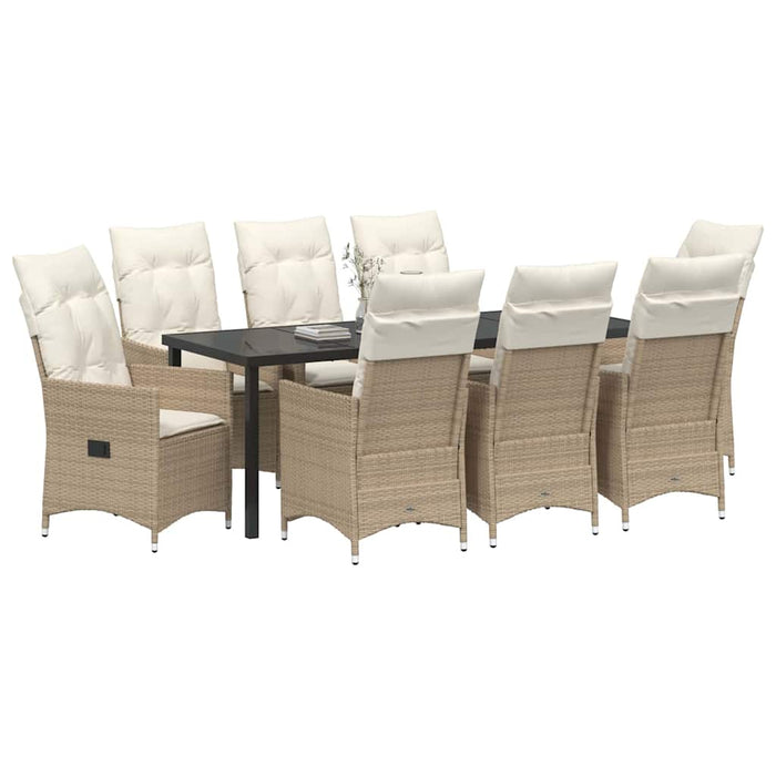 Set de masă pentru grădină cu pernă 9 pcs Bej poliratan - WALTI WALTI