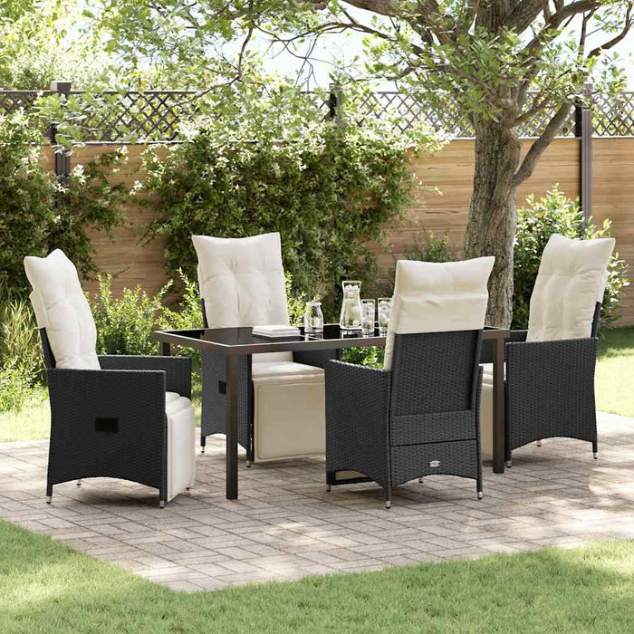 Set de masă pentru grădină cu pernă 5 pcs Negru poliratan - WALTI WALTI
