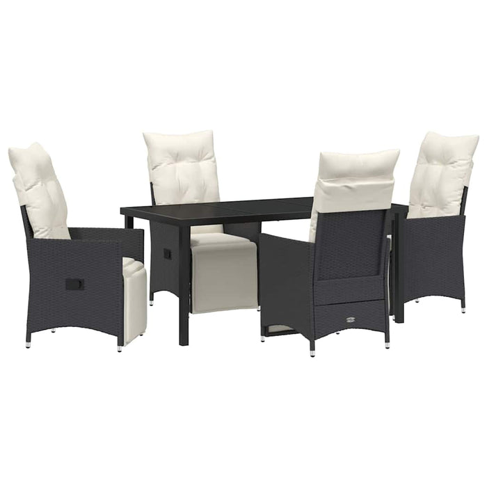 Set de masă pentru grădină cu pernă 5 pcs Negru poliratan - WALTI WALTI