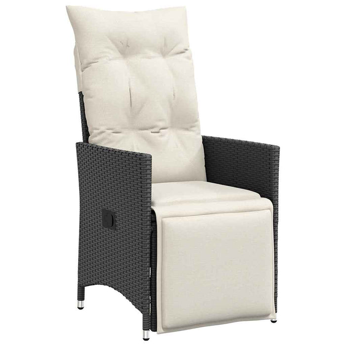 Set de masă pentru grădină cu pernă 5 pcs Negru poliratan - WALTI WALTI