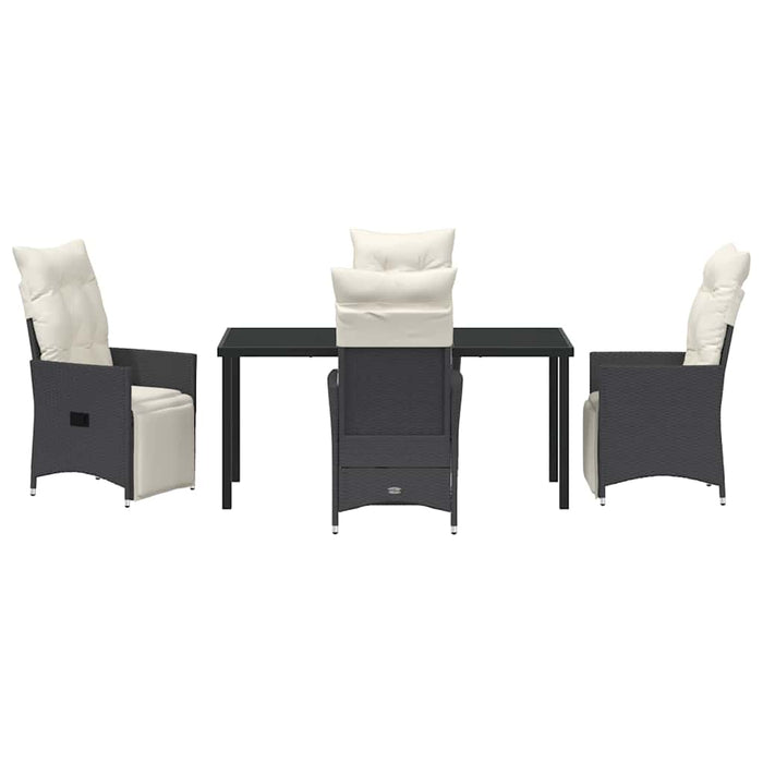 Set de masă pentru grădină cu pernă 5 pcs Negru poliratan - WALTI WALTI