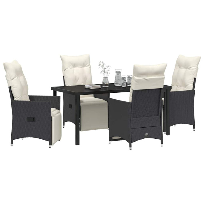 Set de masă pentru grădină cu pernă 5 pcs Negru poliratan - WALTI WALTI