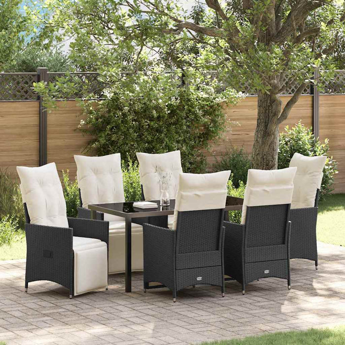 Set de masă pentru grădină cu pernă 7 pcs Negru poliratan - WALTI WALTI