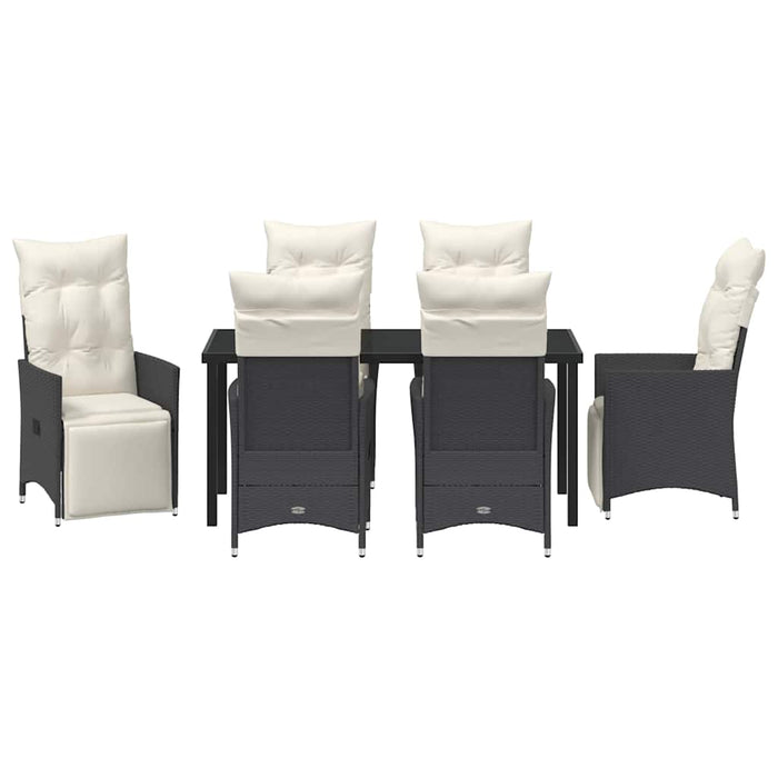 Set de masă pentru grădină cu pernă 7 pcs Negru poliratan - WALTI WALTI