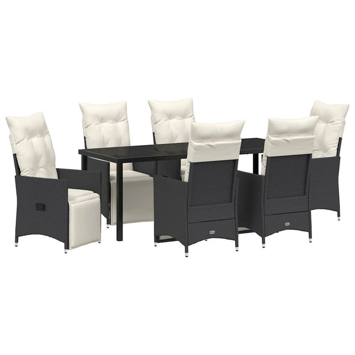 Set de masă pentru grădină cu pernă 7 pcs Negru poliratan - WALTI WALTI