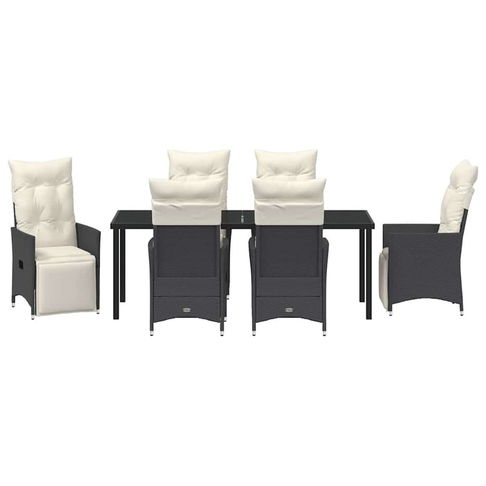 Set de masă pentru grădină cu pernă 7 pcs Negru poliratan - WALTI WALTI