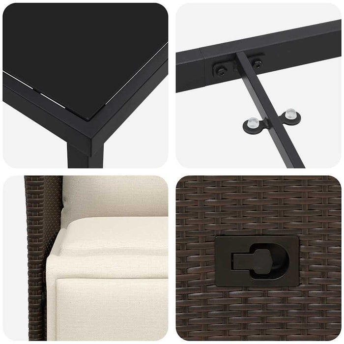 Set de masă pentru grădină cu pernă 5 pcs Maro poliratan - WALTI WALTI