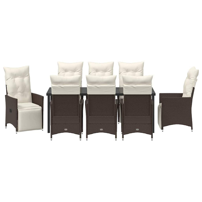 Set de masă pentru grădină cu pernă 9 pcs Maro poliratan - WALTI WALTI