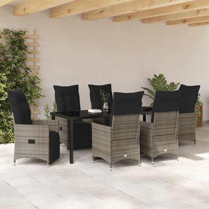 Set de masă pentru grădină cu pernă 7 pcs Gri poliratan - WALTI WALTI