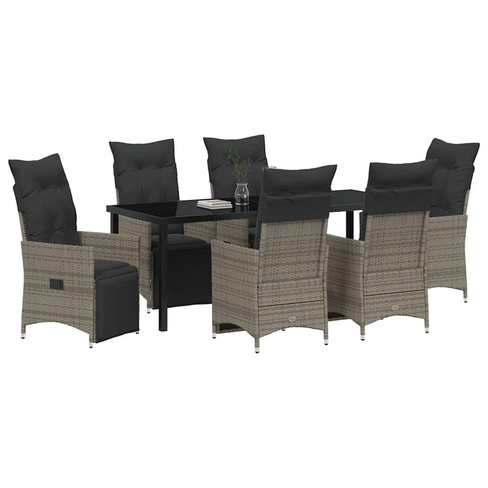 Set de masă pentru grădină cu pernă 7 pcs Gri poliratan - WALTI WALTI