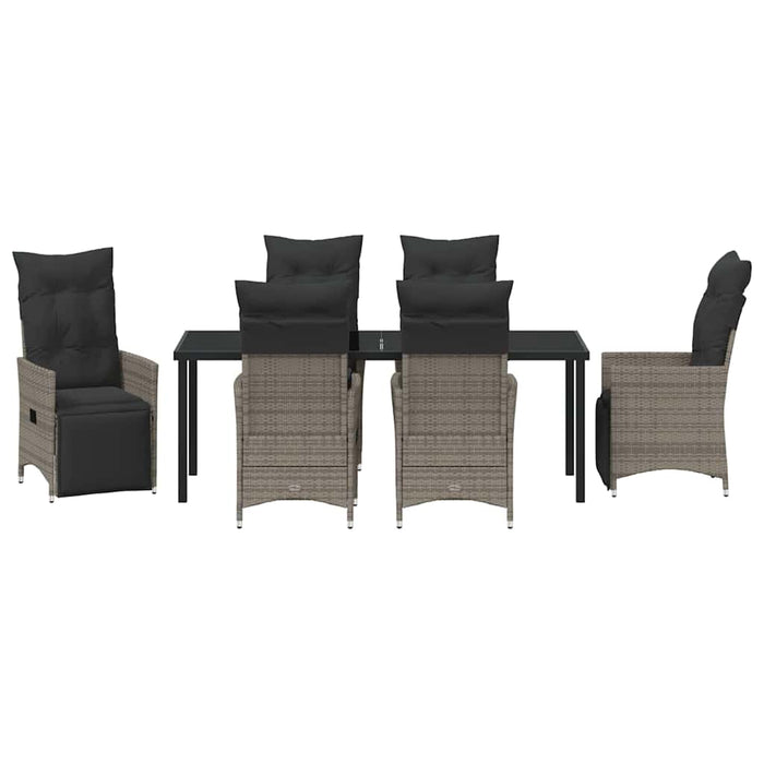Set de masă pentru grădină cu pernă 7 pcs Gri poliratan - WALTI WALTI