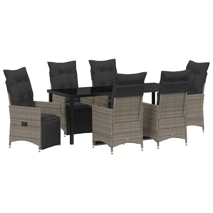 Set de masă pentru grădină cu pernă 7 pcs Gri poliratan - WALTI WALTI