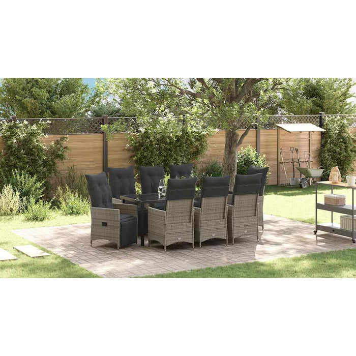Set de masă pentru grădină cu pernă 9 pcs Gri poliratan - WALTI WALTI