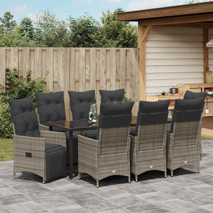 Set de masă pentru grădină cu pernă 9 pcs Gri poliratan - WALTI WALTI