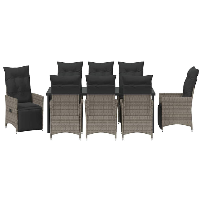 Set de masă pentru grădină cu pernă 9 pcs Gri poliratan - WALTI WALTI