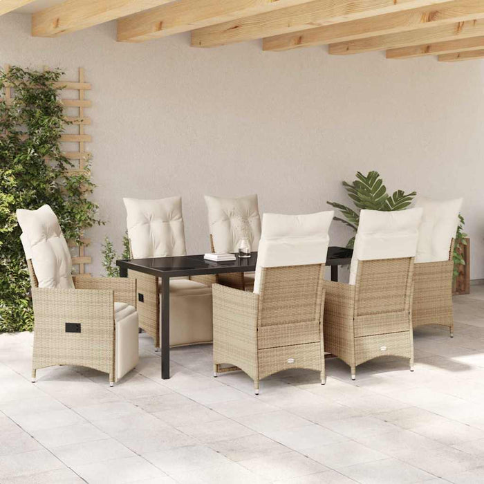 Set de masă pentru grădină cu pernă 7 pcs Bej poliratan - WALTI WALTI