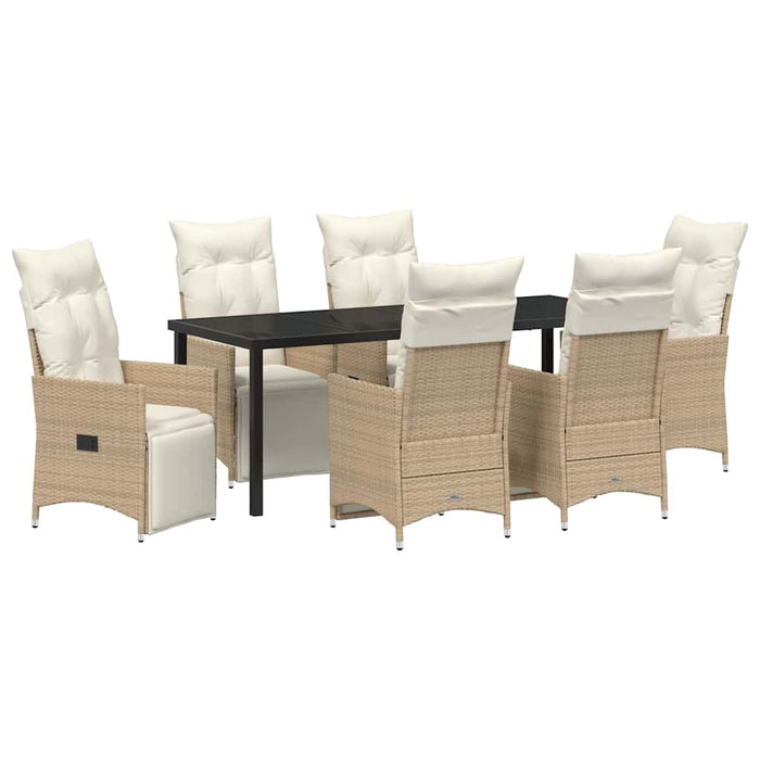 Set de masă pentru grădină cu pernă 7 pcs Bej poliratan - WALTI WALTI