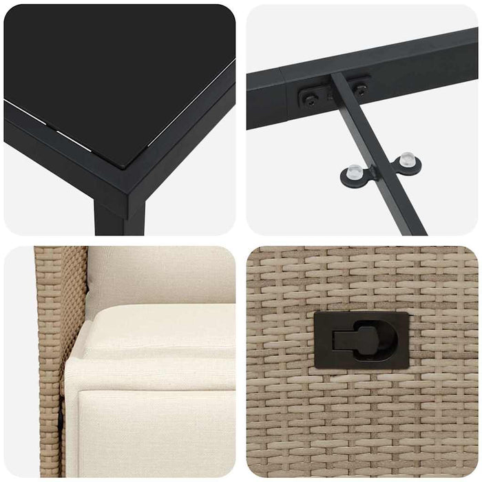 Set de masă pentru grădină cu pernă 9 pcs Bej poliratan - WALTI WALTI