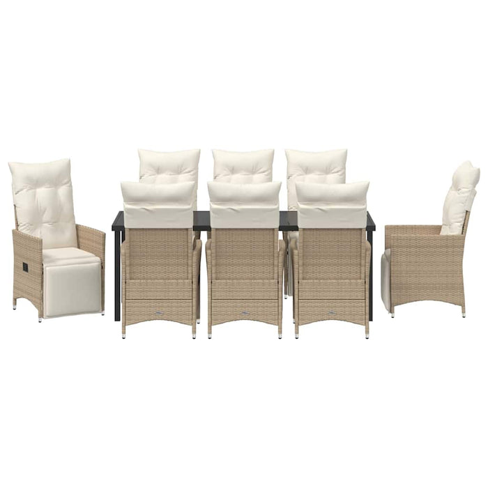 Set de masă pentru grădină cu pernă 9 pcs Bej poliratan - WALTI WALTI