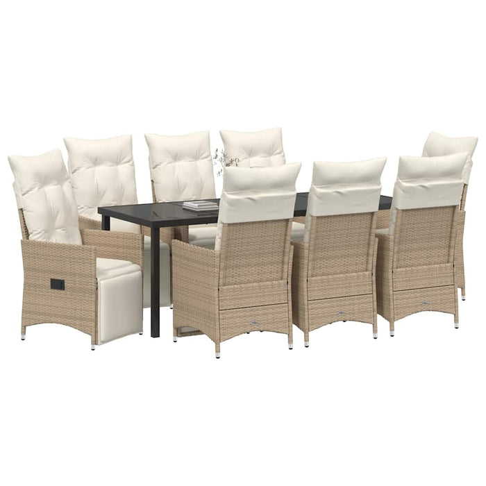Set de masă pentru grădină cu pernă 9 pcs Bej poliratan - WALTI WALTI
