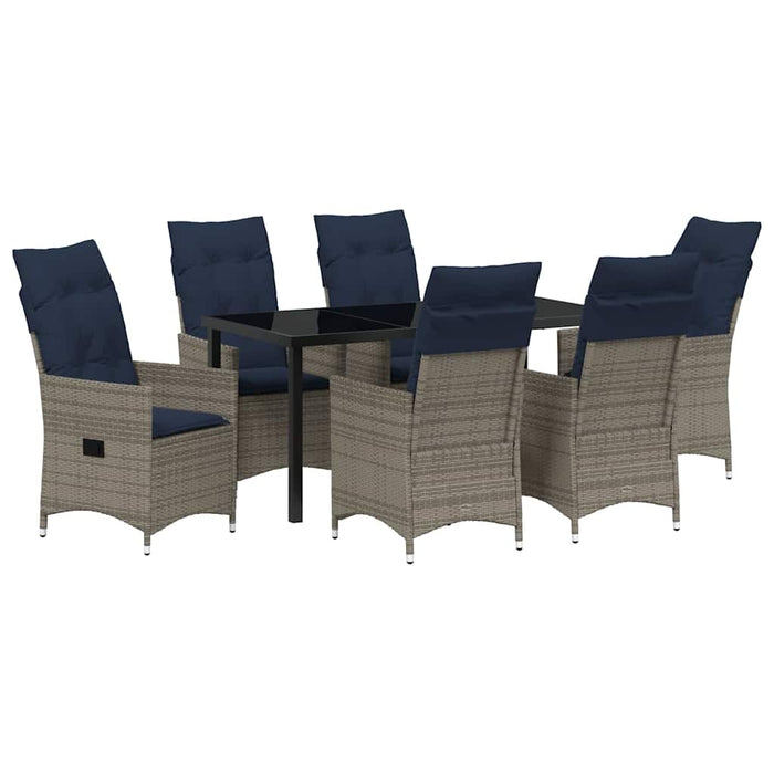 Set de masă și scaune cu pernă 7 pcs Gri Ratan PE - WALTI WALTI