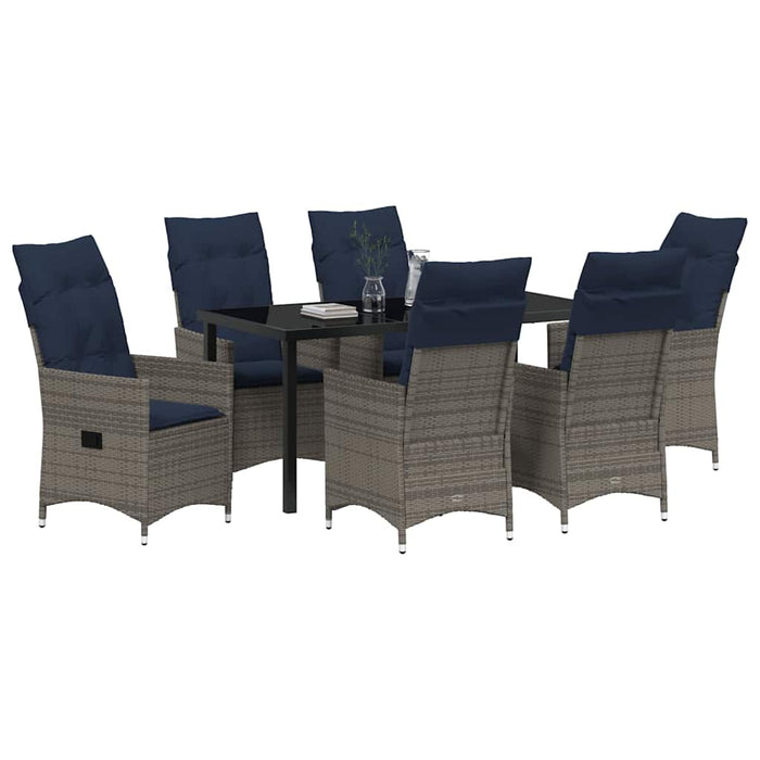 Set de masă și scaune cu pernă 7 pcs Gri Ratan PE - WALTI WALTI