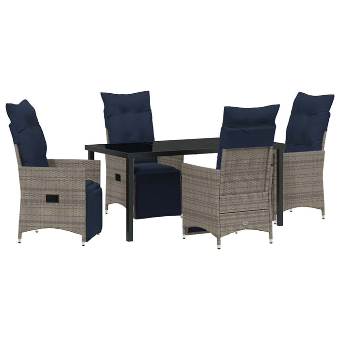 Set de masă și scaune cu pernă 5 pcs Gri Ratan PE - WALTI WALTI