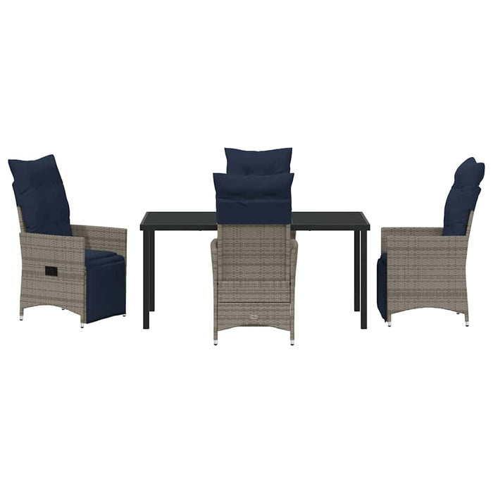 Set de masă și scaune cu pernă 5 pcs Gri Ratan PE - WALTI WALTI