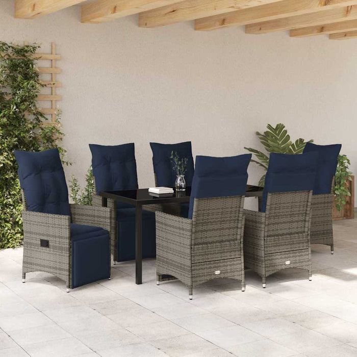 Set de masă și scaune cu pernă 7 pcs Gri Ratan PE - WALTI WALTI