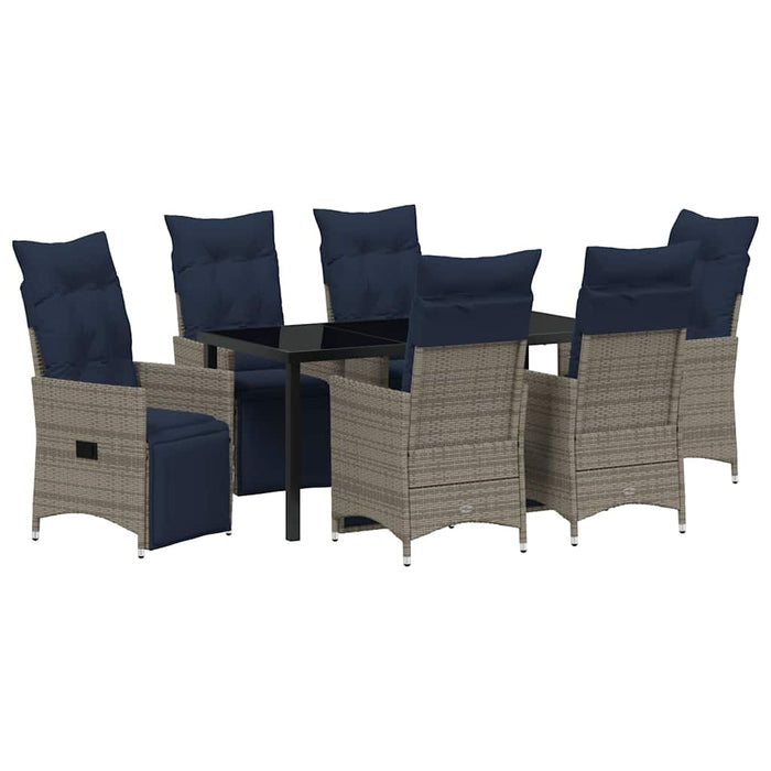 Set de masă și scaune cu pernă 7 pcs Gri Ratan PE - WALTI WALTI