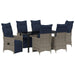 Set de masă și scaune cu pernă 7 pcs Gri Ratan PE - WALTI WALTI